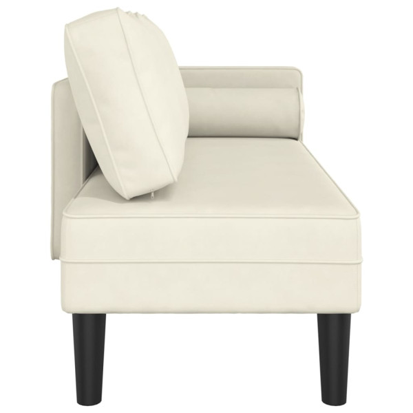 Chaise lounge com almofadões veludo creme M 4