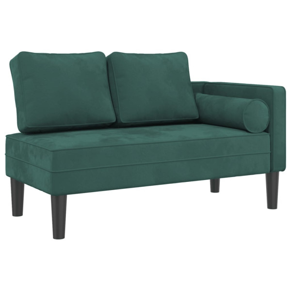 Chaise longue com almofadões veludo verde-escuro M 2