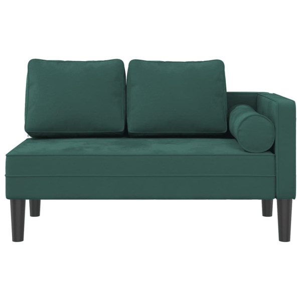 Chaise longue com almofadões veludo verde-escuro M 3
