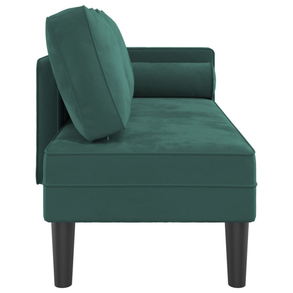 Chaise longue com almofadões veludo verde-escuro M 4