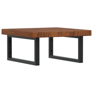 Estante de lavabo de pared de acero y madera maciza de roble H