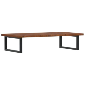 Estante de lavabo de pared de acero y madera maciza de roble H