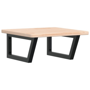 Pia de parede de aço e madeira de carvalho sólido H