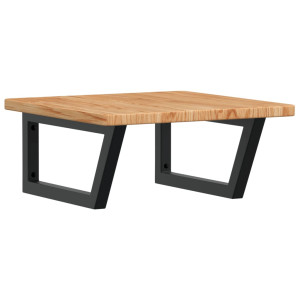 Estante de lavabo de pared de acero y madera maciza de roble H