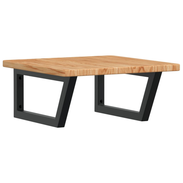 Estante de lavabo de pared de acero y madera maciza de roble M 2