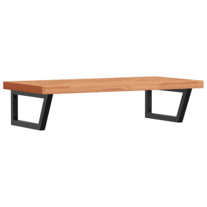 Estante de lavabo de pared de acero y madera maciza de haya H