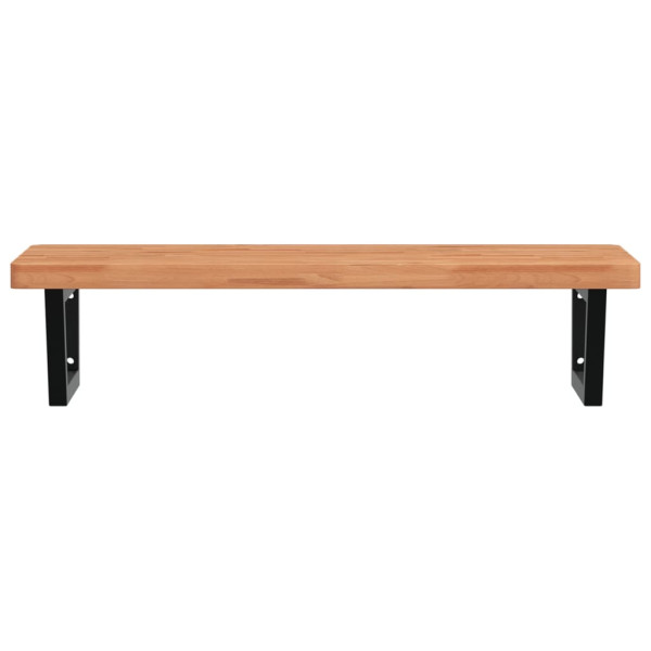 Estante de lavabo de pared de acero y madera maciza de haya M 4