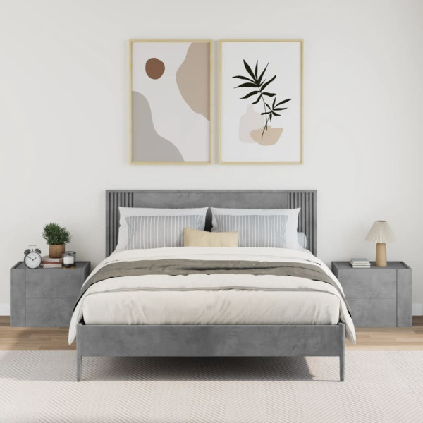 Mesita de noche de pared 2 uds color gris hormigón 45x30x35 cm M 3