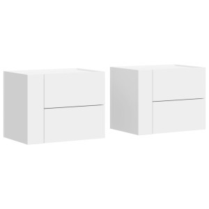 Mesas de cabeceira de parede 2 pcs 45x30x35 cm branco H
