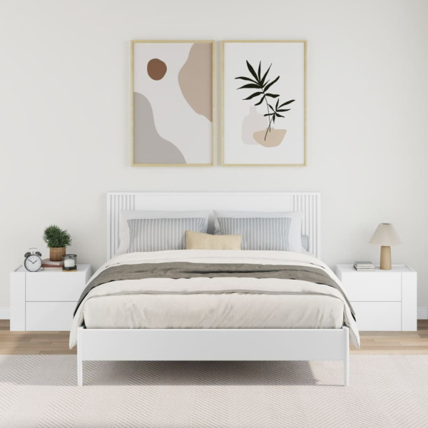 Mesitas de noche de pared 2 unidades blanca 45x30x35 cm M 3