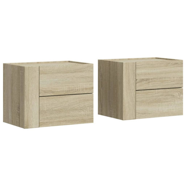 Mesitas de noche de pared 2 unidades roble Sonoma 45x30x35 cm M 2