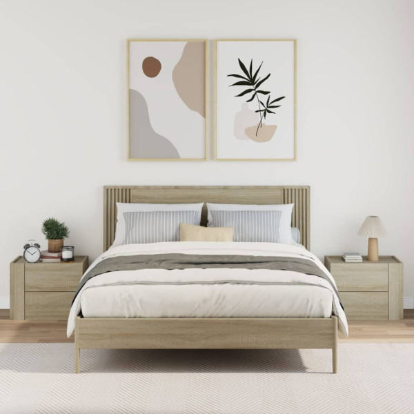 Mesitas de noche de pared 2 unidades roble Sonoma 45x30x35 cm M 3
