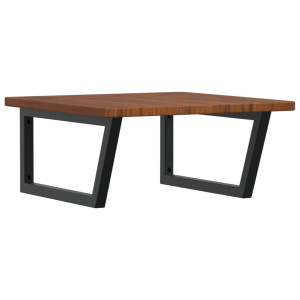 Estante de lavabo de pared de acero y madera maciza de roble H