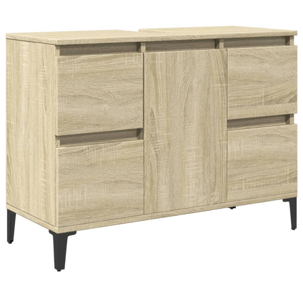 Set de muebles de baño 3 pzas madera contrachapada roble Sonoma M 4