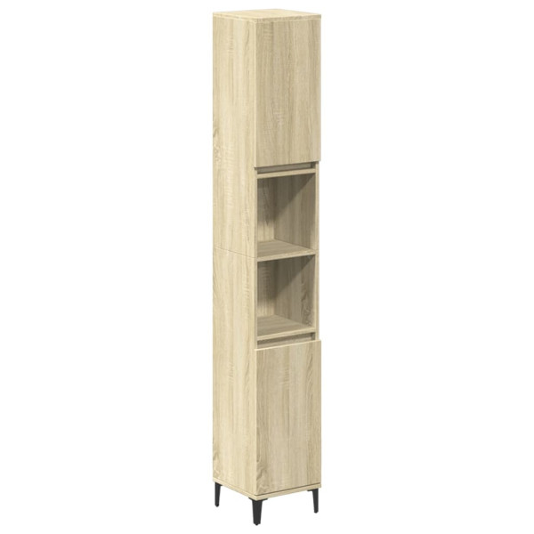 Set de muebles de baño 3 pzas madera contrachapada roble Sonoma M 5