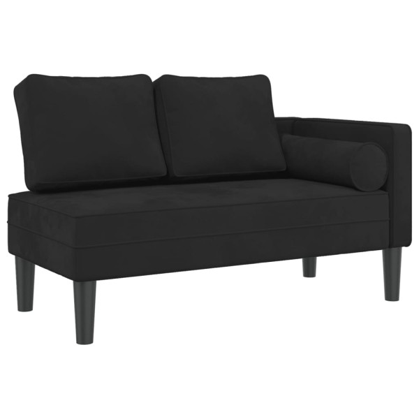 Chaise lounge com almofadões veludo preto M 2