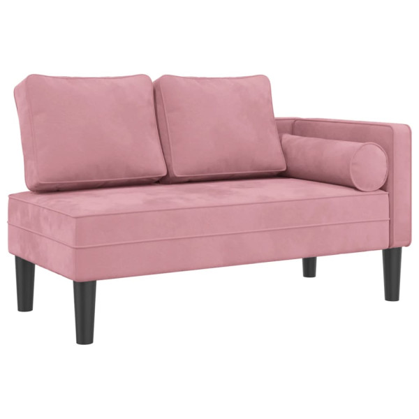 Chaise longue com almofadões veludo rosa M 2