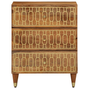 Mesita de noche madera maciza de mango 50x33x62 cm H