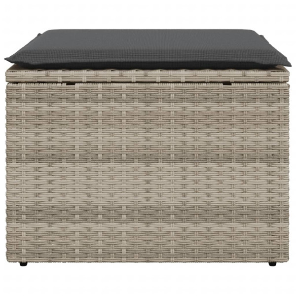 Taburete jardín con cojín ratán sintético gris claro 55x55x37cm M 4