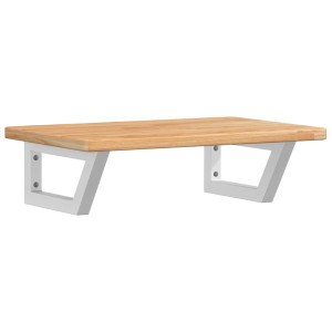 Estante de lavabo de pared de acero y madera maciza de roble H