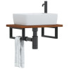 Estante de lavabo de pared de acero y madera maciza de roble 1