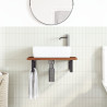 Estante de lavabo de pared de acero y madera maciza de roble 3