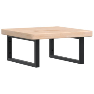 Estante de lavabo de pared de acero y madera maciza de roble H