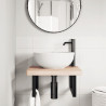 Estante de lavabo de pared de acero y madera maciza de roble 3