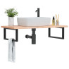 Estante de lavabo de pared de acero y madera maciza de haya 1