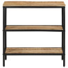 Mesa consola madera maciza de mango rugosa 70x35x70 cm 2