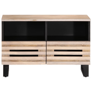 Mueble de TV madera maciza de mango blanco 70x34x46 cm H