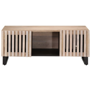 Mesa de centro de madera maciza mango blanco 100x55x40 cm H