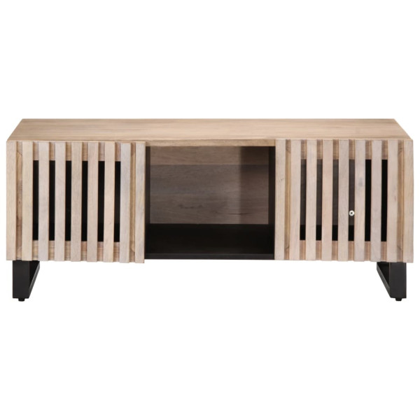 Mesa de centro de madera maciza mango blanco 100x55x40 cm M 2