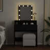 Tocador con luces LED negro 80x41x144.5 cm 3