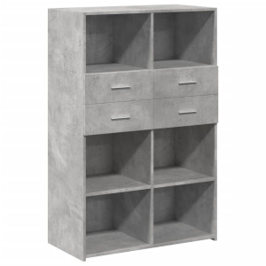 Aparador de madera de ingeniería gris 80x42.5x124 cm H