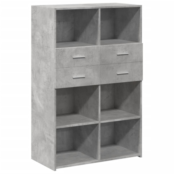 Aparador de madera de ingeniería gris 80x42.5x124 cm M 2
