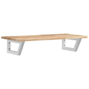 Estante de lavabo de pared acero y madera maciza de acacia H