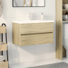 Set de mueble de baño 2 piezas cerámica y madera de ingeniería 1