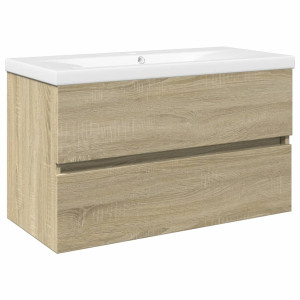 Set de mueble de baño 2 piezas cerámica y madera de ingeniería H