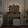 Tocador con luces LED color roble Sonoma 80x41x134.5 cm 3