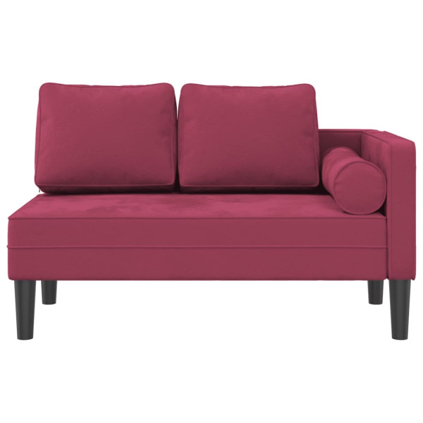 Chaise longue com almofadões veludo vermelho tinto M 3
