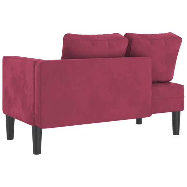 Chaise longue com almofadões veludo vermelho tinto M 5