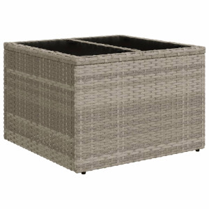 Mesa jardín superficie vidrio ratán PE gris claro 55x55x37 cm H