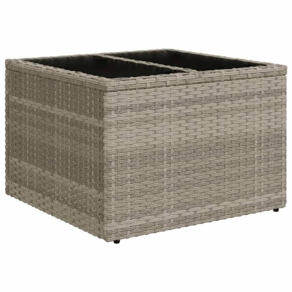 Mesa de jardim c/ tampo de vidro 55x55x37cm vime PE cinza-claro M 2