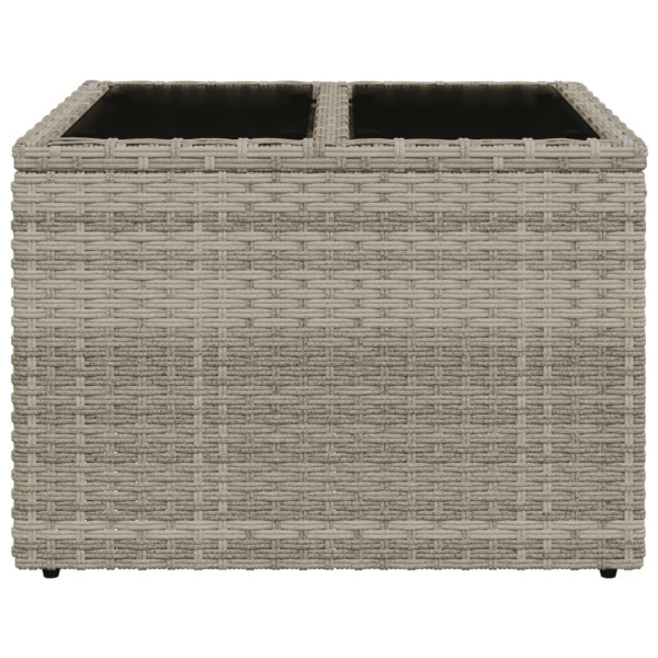 Mesa jardín superficie vidrio ratán PE gris claro 55x55x37 cm M 4