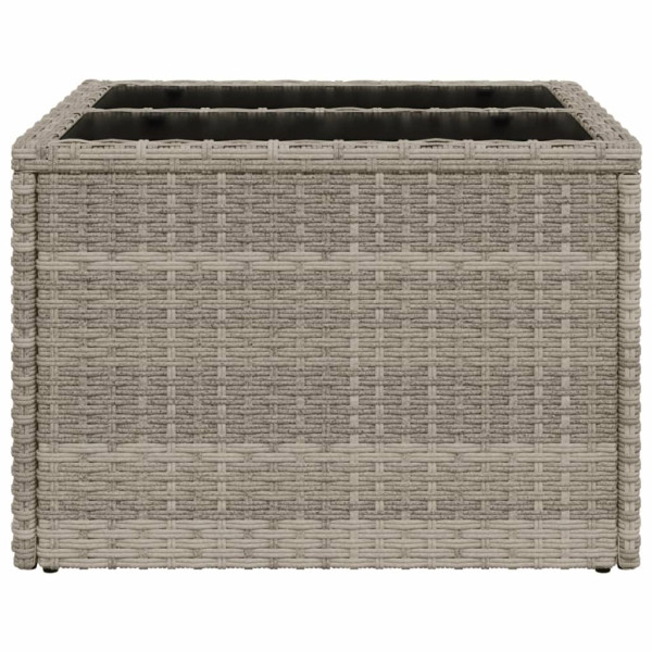 Mesa jardín superficie vidrio ratán PE gris claro 55x55x37 cm M 5