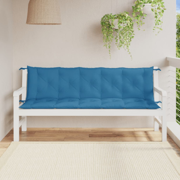 Cojines para banco jardín 2 uds tela azul melange 180x50x7 cm M 3
