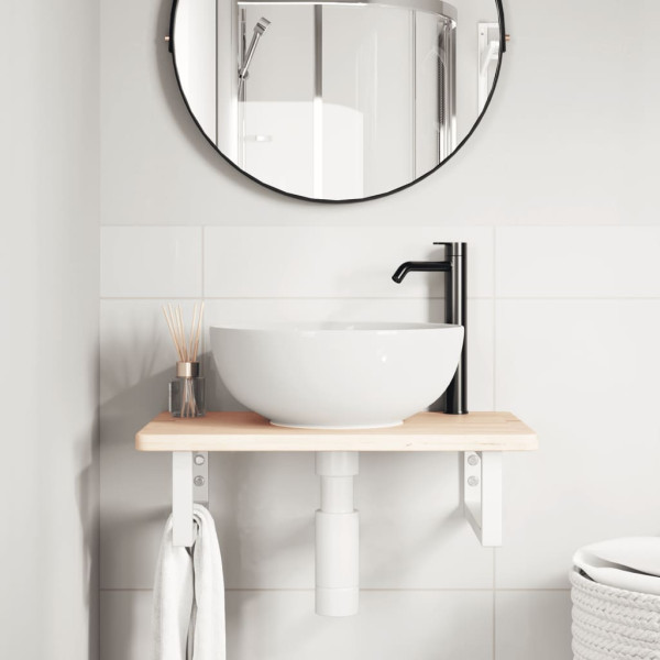 Estante de lavabo de pared de acero y madera maciza de roble M 3