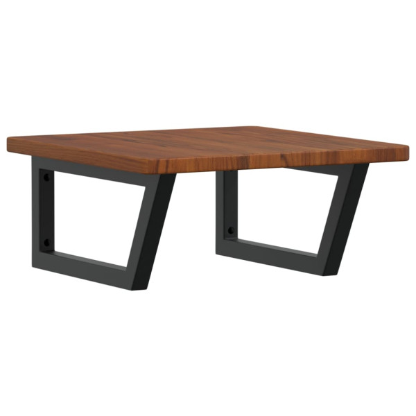 Estante de lavabo de pared de acero y madera maciza de roble M 2