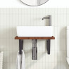 Estante de lavabo de pared de acero y madera maciza de roble 3